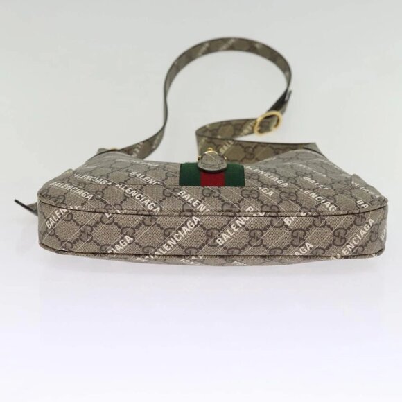 GUCCI GG Supreme Web Sherry Line Jackie Bag BALENCIAGA Beige 636706 Auth 749... - Picture 8 of 15